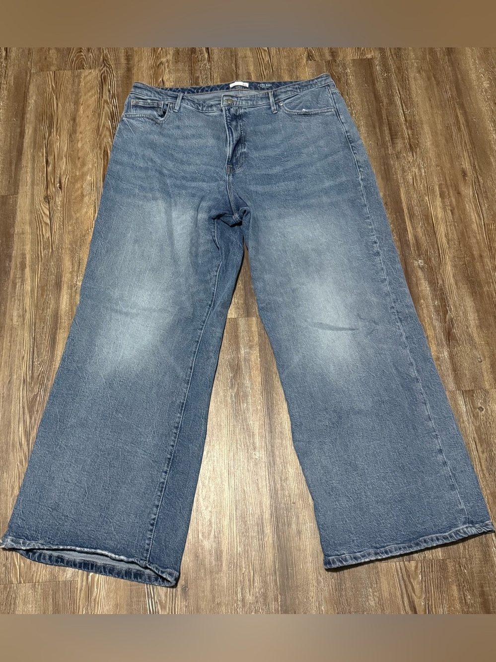 Good American Good Ease Jeans Women's 15 Relaxed Baggy Wide Leg High Rise Denim